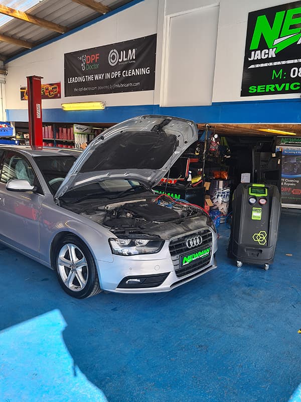 An Audi A4 gets a service check at Jack Newman Auto Services