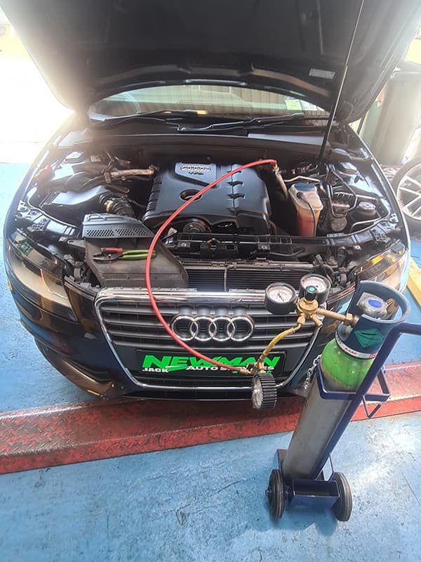 An Audi gets an AC service at Jack Newman Auto Services